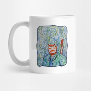Cat Van Gogh, starry night drawing Mug